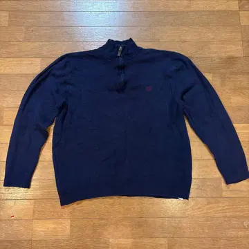 네이비 하프 지퍼 니트 스웨터