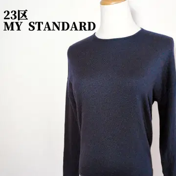 23구 마이 스탠다드 크루넥 드롭 숄더 울 니트 네이비