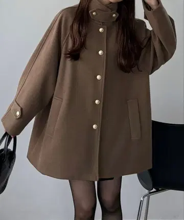 미사용 택 포함 callautia 골드 버튼 미들 코트 브라운 L