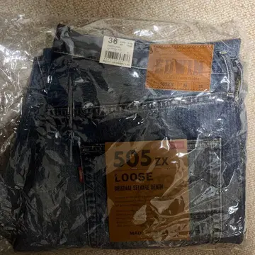 EDWIN 505ZX 루즈 W36 L32 오리지널 셀비지 데님