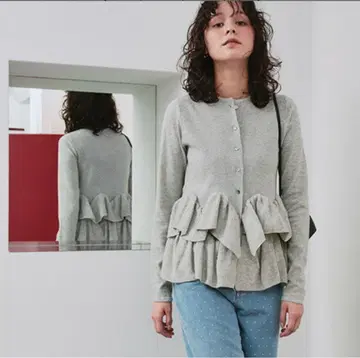 titivate 프릴 헴 니트 가디건