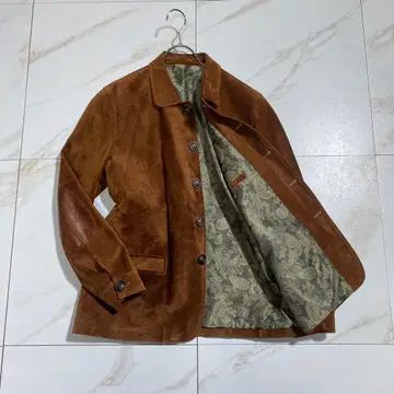 레어 빈티지 가죽 엘르 패치 스웨이드 커버올 페이즐리