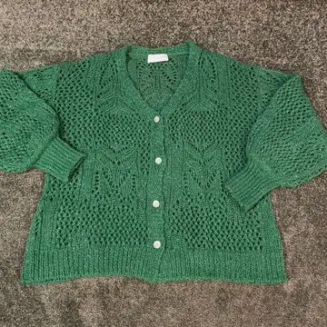 mamekurogouchi 보타니컬 패턴 니트 라메 가디건