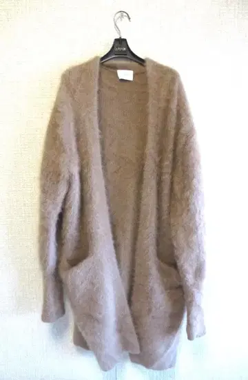 UNITED ARROWS 모 100% 브라운 롱 가디건 코트