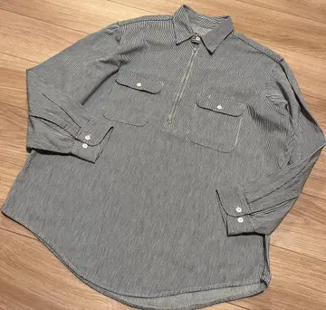 미국제 90s BIG MAC 히코리 하프 지퍼 셔츠 구제 의류 XL