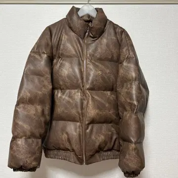 브라운 다운 자켓 가죽풍