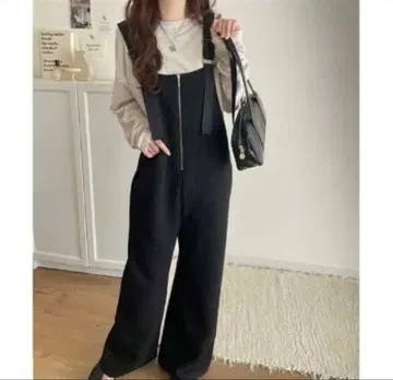 택 포함 새상품 클래식 엘프 자카드 프론트 지퍼 살로펫 팬츠 블랙