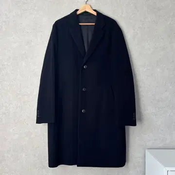 UNIQLO 블랙 체스터 코트 울 캐시미어 XL