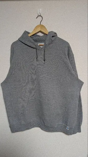 Russell Athletic 그레이 후드 부착 후드티