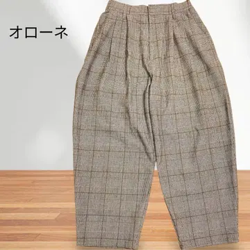 새상품급 오로네 뉴 벌룬 팬츠 체크 글렌체크 그레이 일본제