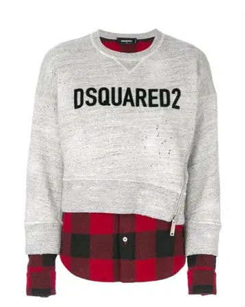 DSQUARED2 로고 맨투맨 체크 셔츠
