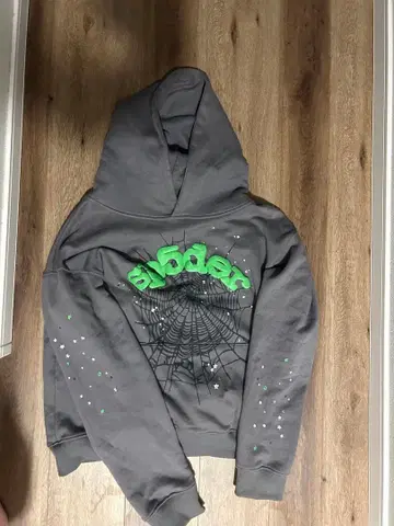 Sp5der 그레이 후드 부착 후드티 S 사이즈