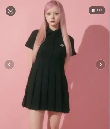 FickleBebe 폴로 플리츠 원피스 블랙 사이즈 0