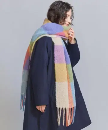 UNITED ARROWS mylab 레인보우 멀티 체크 머플러