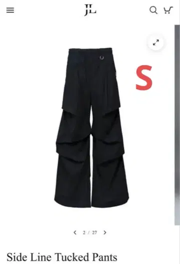 jent louis 사이드 라인 터킹 팬츠 블랙 S