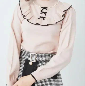 Ank Rouge 라운드 요크 프티 리본 니트