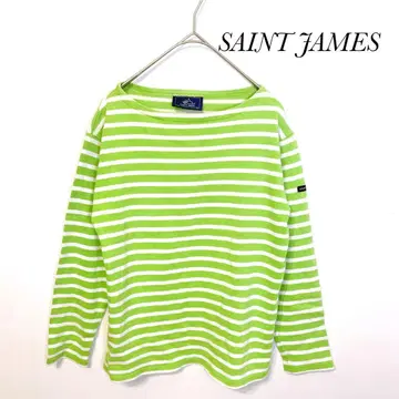 SAINT JAMES 그린과 화이트 스트라이프 T셔츠