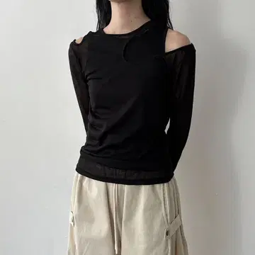 Nugu enewd nina 레이어드 T셔츠 블라우스 아지메 블랙