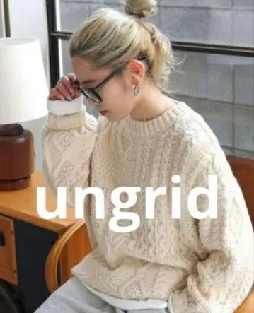 ungrid 언그리드 아이보리 패치워크 케이블 니트