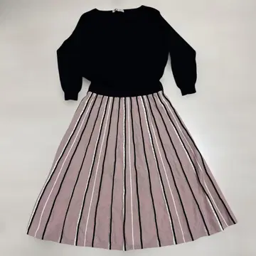 아푸와이저 리셰 플리츠 니트 원피스 스트라이프 M