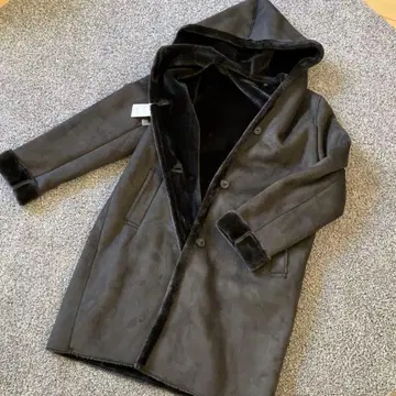 [택 포함 새상품] 유니클로 무스탕 코트 38 다크 브라운