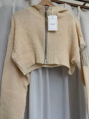 ACLENT 후드 부착 니트 후드티 미사용 택 포함