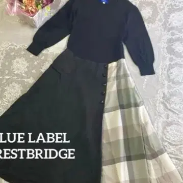 BLUE LABEL CRESTBRIDGE 체크 절개 니트 원피스 36