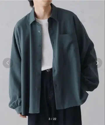 epnok 사이드 슬릿 린넨 라이크 셔츠 블루그린/MEDIUM