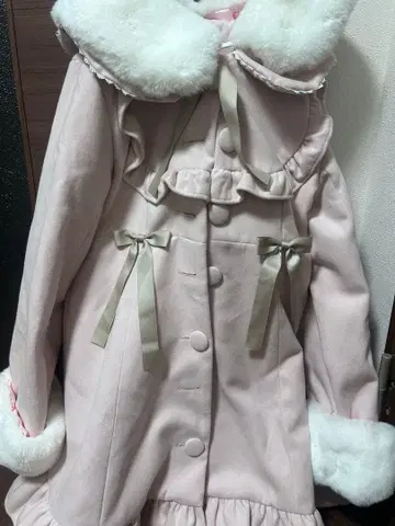 핑크 프릴 리본 포함 롱 코트