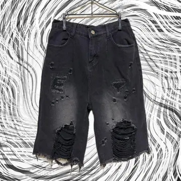 데미지 하프 팬츠