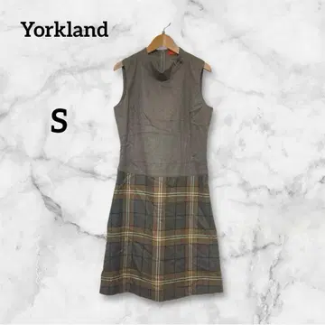 Yorkland 슬리브리스 원피스 브라운 체크 울 혼방 S