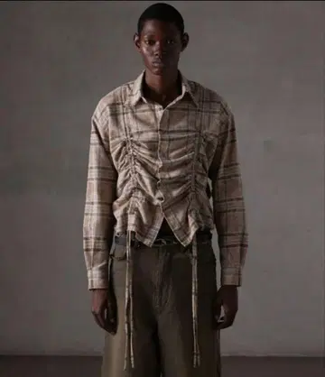 셔링 디자인 블리치 체크 셔츠 GRANCY