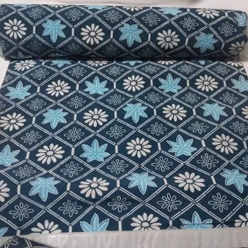 [ 미사용 ] 여성용 기모노 옷감 파랑 꽃무늬
