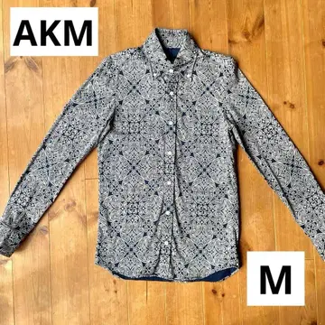 AKM 페이즐리 무늬 네이비 긴팔 셔츠 M S004