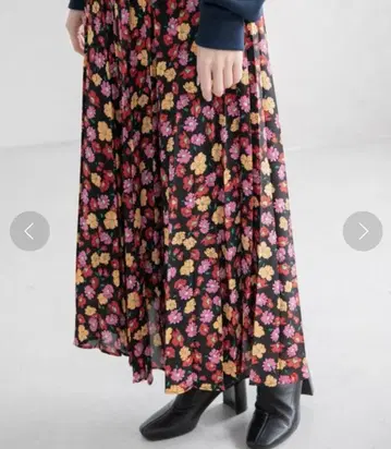 yuw 꽃무늬 프린트 플리츠 스커트