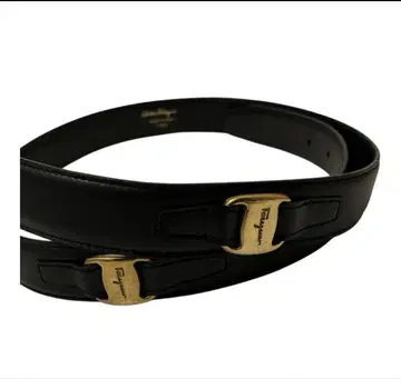 블랙 가죽 벨트 골드 버클