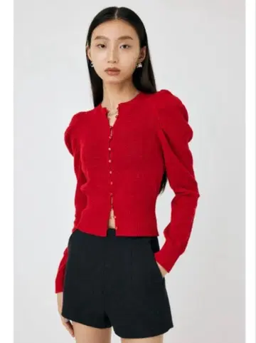 moussy 버튼 업 니트 가디건 레드
