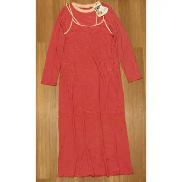 새상품 헬로 샌프란시스코 롱 TEE 포함 보더 원피스 긴팔 상의 빨간색