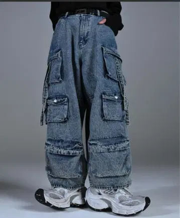 ADRER 파라슈트 카고 팬츠 블루 데님