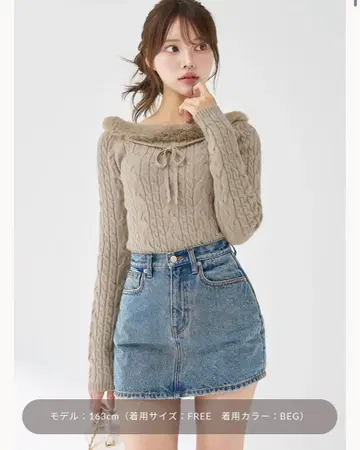 Darich 넥 퍼 케이블 니트탑