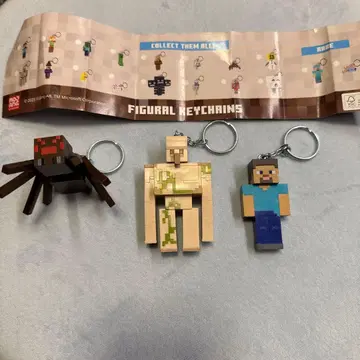 Minecraft 피규어 키체인 마이크라 아이언 골렘 등 3종 세트