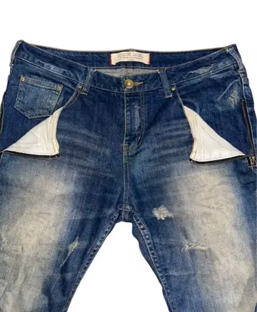 GARAGE LABEL 데님 팬츠 청바지 스트레치 데미지 XL