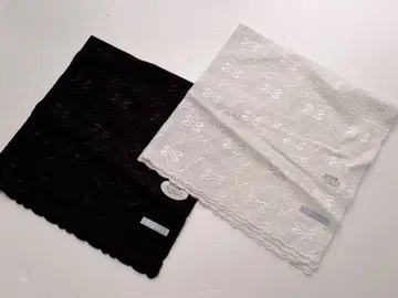 새상품 웨지우드 고급 총자수 모양 기억 손수건 2개 블랙 화이트 관혼상제