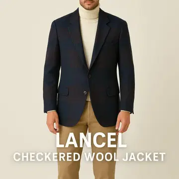 Lancel 울 체크 자켓 남성용 48