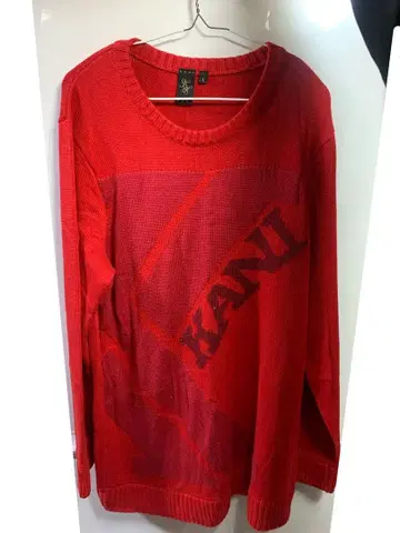 KARL KANI 니트 스웨터 남성용 겨울 의류 컬 카니 빨간색 레드 L