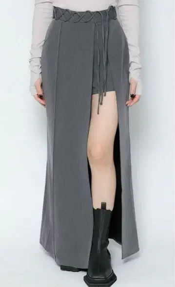 [ melt the lady ] cross waist skirt gray