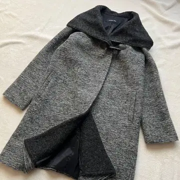 메이슨 그레이 니트 더플 코트 후드 모헤어 혼방 사이즈 2 안감 있음