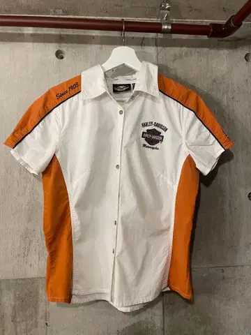 Harley-Davidson 반팔 셔츠 M 화이트/오렌지