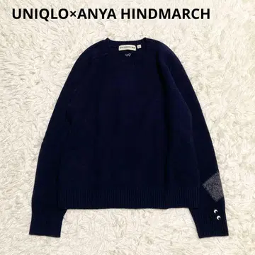 안야 힌드마치 x 유니클로 캐시미어 100% 크루넥 스웨터 네이비 L