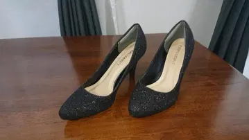 글리터 블랙 하이힐 스틸레토